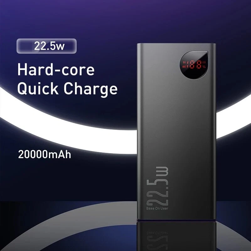Baseus 20000mAh Power Bank USB 22.5W Schnell Ladegeräte Externer Akku Universal