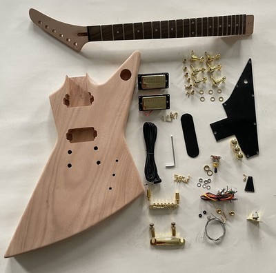 Custom Unfinished DIY Electric Guitar HPL Fretboard Mahogany Neck Gold Parts