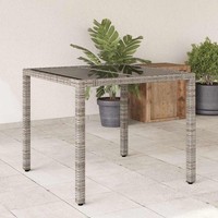 Gartentisch Mit Glasplatte Grau 90X90X75 Cm Poly Rattan