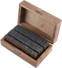 Vintage 70pcs Letter Number Rubber Stamp Set in Wooden Box for Crafting