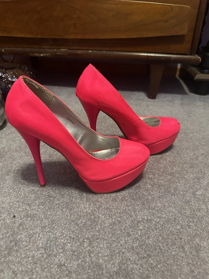 Zapatos de salón de plataforma de tacón alto de aguja rosa de 10 para mujer Foto 4 de 4