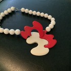 Vintage 60’s Red White Plastic Puzzle Necklace MOD Pop Art Statement Necklace — photo 5