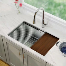Elite 30 In. Undermount Workstation Single Bowl 16-Gauge Stainless Steel Kitchen