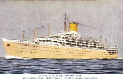 PC SHIPS SHIPPING R.M.S. ORCADES ORIENT LINE VINTAGE POSTCARD (b64530)