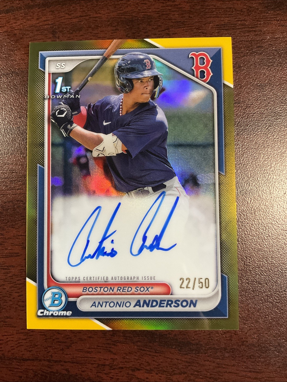 Antonio Anderson 2024 Bowman Chrome 1st TRUE Gold Auto /50  Boston Red Sox