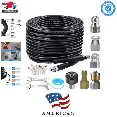 #ad Sewer Jetter Kit for Pressure Washer 100FT 5800PSI Drain Cleaner Hose 1 4 In... $239.99