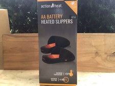 ActionHeat Heated Slippers Unisex AA Battery Plush Fleece Rechargeable