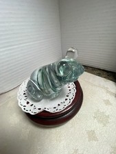 Vintage Art Glass Bug Eye Green Swirl Frog Paperweight Figurine