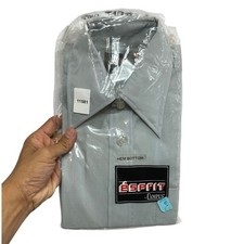 Esprit by Campus Shirt Mens 14.5 Gray Half Sleeve Deadstock Button Up Vintage 70