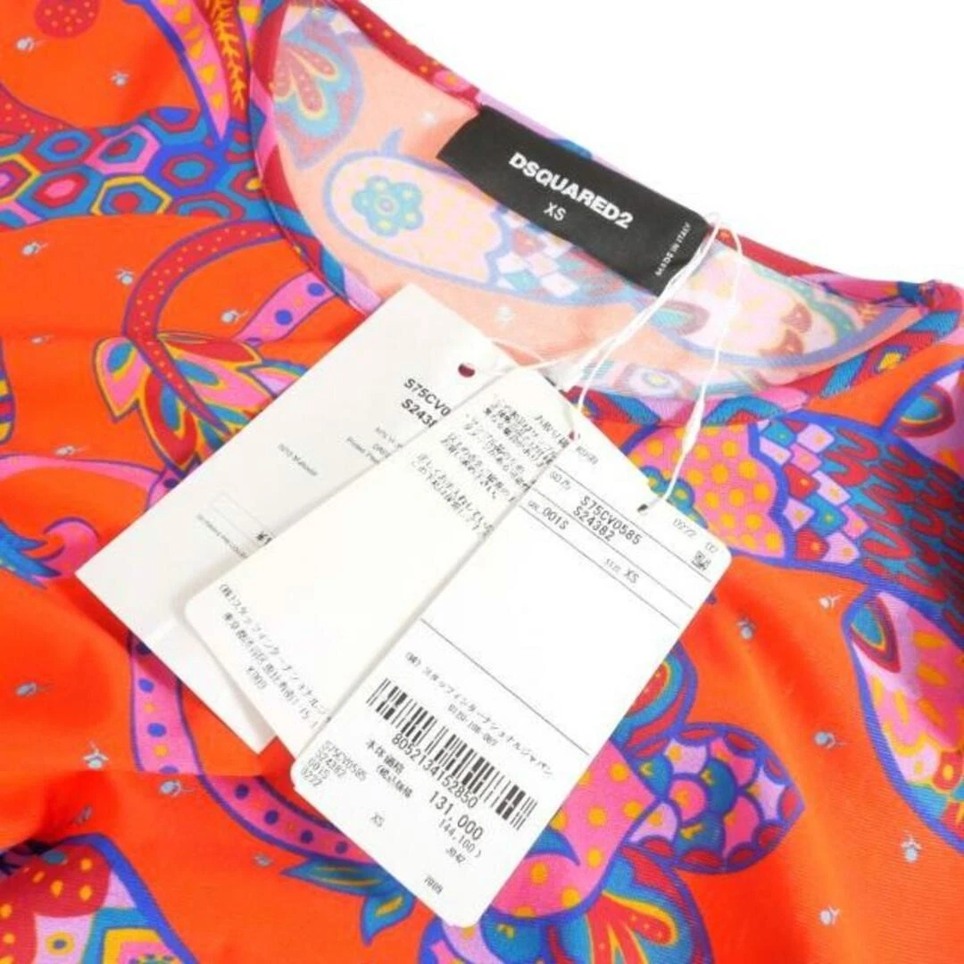 Abito DSQUARED DSQUARED2 22AW maglia viscosa increspato manica lunga XS arancione u