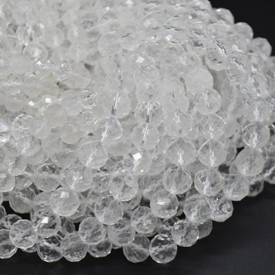 Wolkiger Quarz Diamantschliff FACETTEN Perlen - 6,8 mm - 15 Zoll, für Schmuck Zum Selbermachen