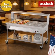 12-Pan Commercial Electric Steam Table, 96 Quart Stainless Steel Food Warmer