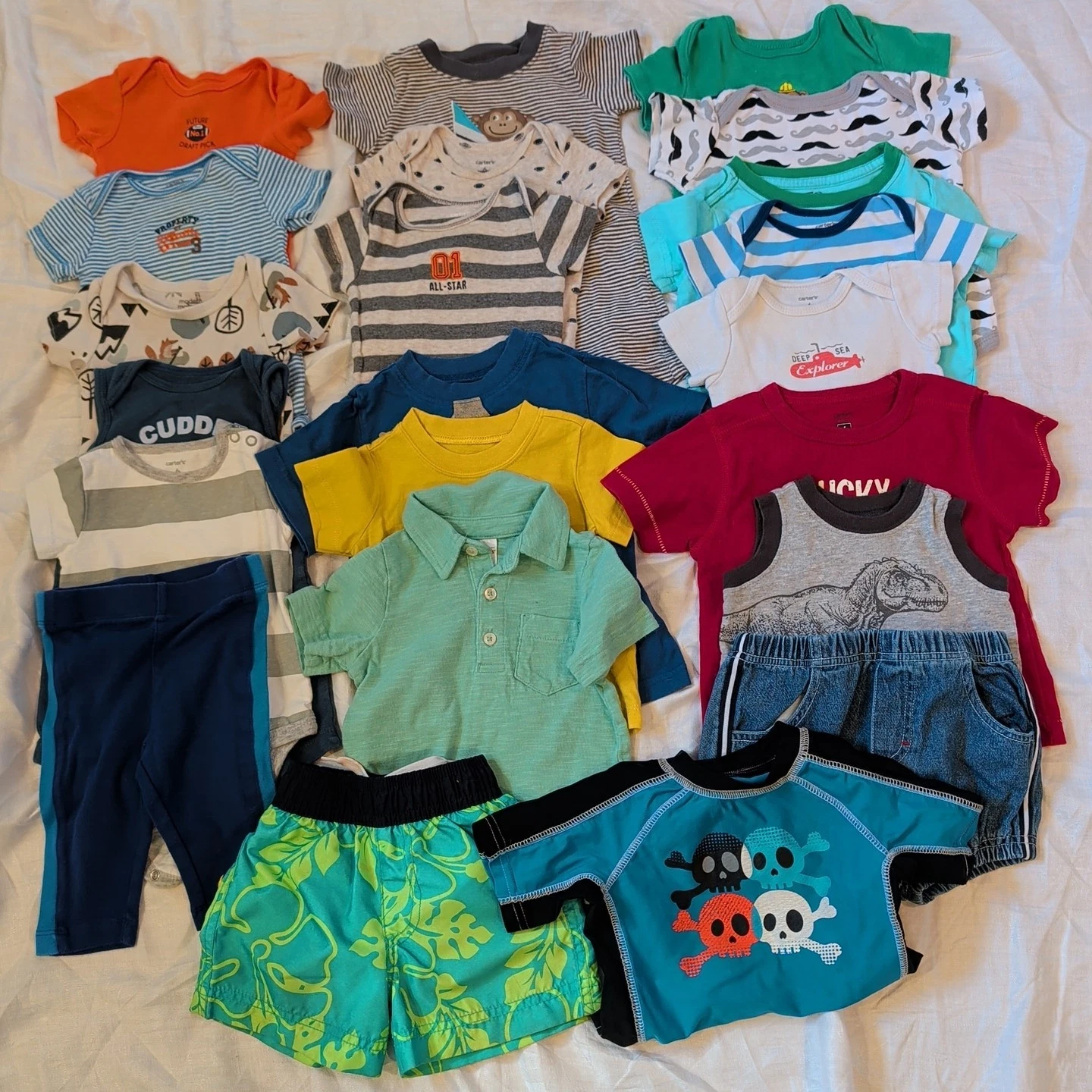Bundle (20 PCs.) Baby Boy 6-9 Mo. Summer Clothing Swim trunks & rash guard
Opens in a new window or