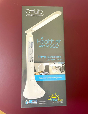 OttLite Wellness Series Travel Rechargeable LED Desk Lamp White CSRD300W