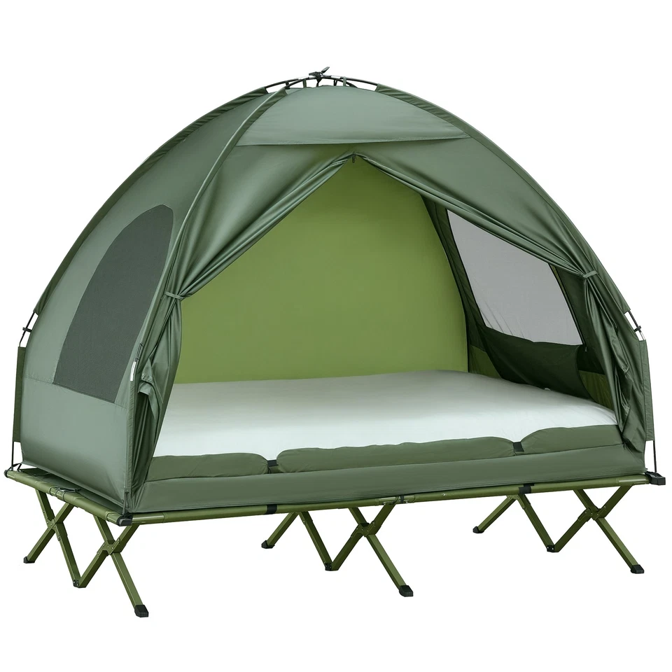 Outsunny Portátil Plegable Exterior Elevado Campamento Cuna Tienda Combo Camping Cama Foto 3 de 4