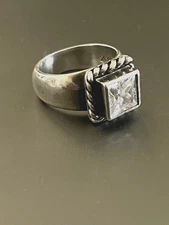 SILPADA R0836 Elizabeth Sterling Silver Princess Cut CZ Ring Size 5.75-6