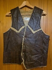 Vintage 60s 70s Psychedelic Leather Vest Size 38 Pedro's Leathers 19x24 Mexico