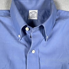 Brooks Brothers Dress Shirt Mens 15 1/2-4/5 Blue Regent Fit Non Iron 100 Cotton