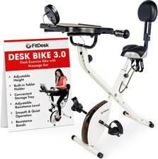 Adjustable Standing Exercise Bike Desk with Tablet Holder  Resistance Bands
