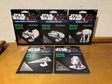 Lot of 5: Metal Earth STAR WARS: Imperial AT-AT, R2-D2, Etc. Steel Model Kits