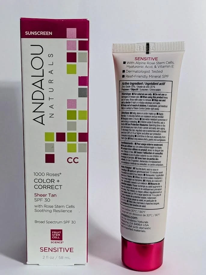 Andalou Naturals CC 1000 Roses Color Correct Sheer Tan with SPF 30 FREE SHIPPING - Image 3 of 4