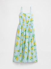 GAP Dress XL Lemon Midi Smocked Sundress Summer Casual Resort Preppy Fairy