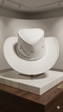 Luxury White Western Cowgirl Hat Braided Band  Star Studs Handmade Style