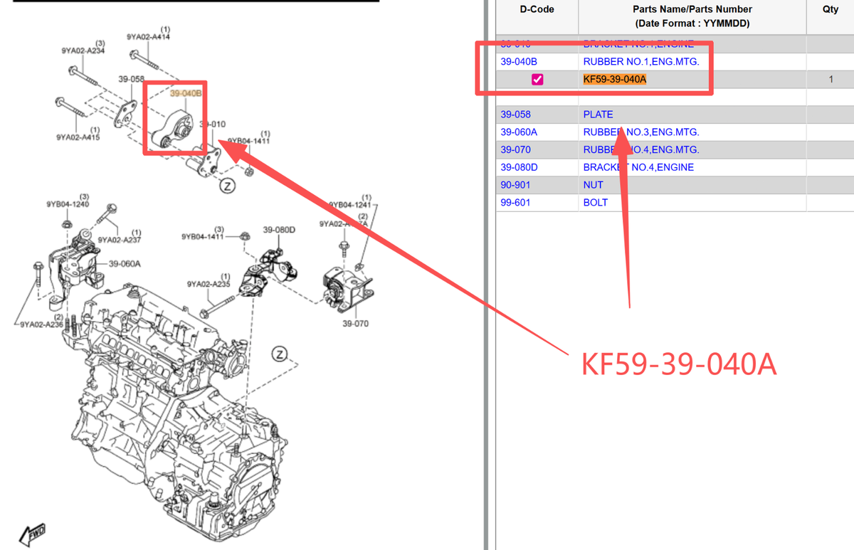396 398 399 TandC 様おまとめページ KF5939040A Rubber No1engmtg Mazda Genuine OEM Part for sale online