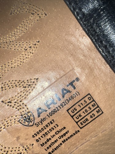 Unisex Long Life Ariat Leather Boots Size 11.5 Style 10002192(34601)Need Insoles - Picture 5 of 11
