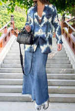 ZARA OVERSIZED SATIN EFFECT PRINTED BLAZER sz M Retail price 129