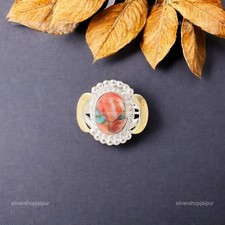 Spiny Oyster Stone Party Wear Friendship Day Engagement Cocktail Ring 925 Silver