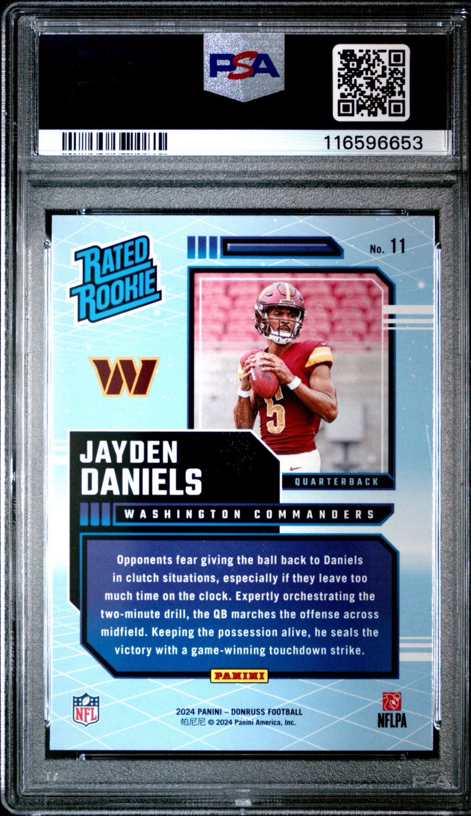 2024 Panini Donruss - Rated Rookie Retro Jayden Daniels #11 (RC) PSA 10 view 2