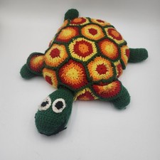 Big 22" Vintage Turtle Cushion Pillow Retro Crochet Handmade Multicolor