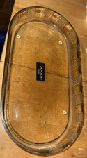 Tahari Home Vanity Tray Glass Bathroom Organizer Powder Room 12 Etched Sides