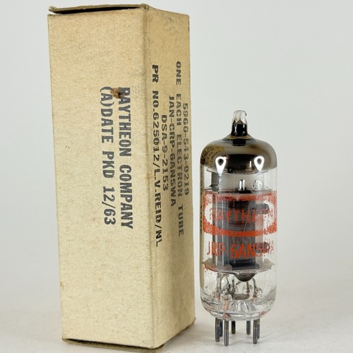 (1) Tested 1963 Raytheon JAN CRP 6AN5WA Tube with Box Code 64-10 6AN5 WA Tube