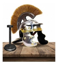 Roman Centurion Helmet with Brown Plume   Replica with Free Wooden Stand