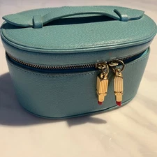 Lulu Guiness Leather Accessory Bag with Lipstick Zipper Pulls