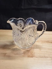 VINTAGE EAPG Creamer Clear Glass Antique American Brilliant Heavy-Chip In Base