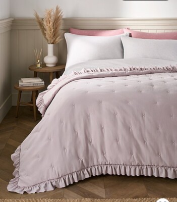 Stacey Solomon Pink Soft Touch Quilted Frill Throw BN Track Delivery RM  UK