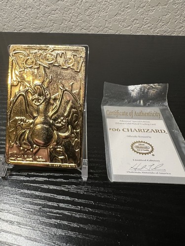 23k Gold Plated 1999 Burger King Pokémon Charizard Trading Card - Picture 1 of 4