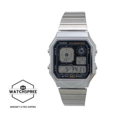 Casio Digital Vintage Stainless Steel Band Watch A130WE-1A