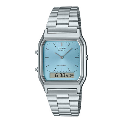 Casio Uhr Vintage Retro Dual Time Stahl Ice Blue AQ-230A-2A1MQY