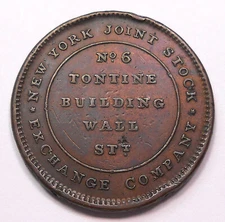 U.S.A. No. 6 Tontine Building WALL ST. Exchange VF-XF HT-294 ** Hard Times Token