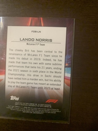 2022 Formula 1 Racing Flash of Brilliance #FOB-LN Lando Norris - Picture 2 of 2
