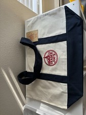 Trader Joe's Reusable Tote Bag Canvas Cotton Blue Strap - Heavy Duty Large New 