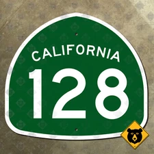 California State Route 128 highway road sign Cloverdale Winters Mendocino 12x11
