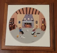 Villeroy & Boch Wood Frame Trivet Tile Design Naif Laplau 5 "By the Fireside"