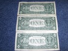 LOT OF THREE U.S. ONE DOLLAR NOTES WITH CRAZY 3-OF-A-KIND SERIAL NUMBERS! NICE! — photo 4