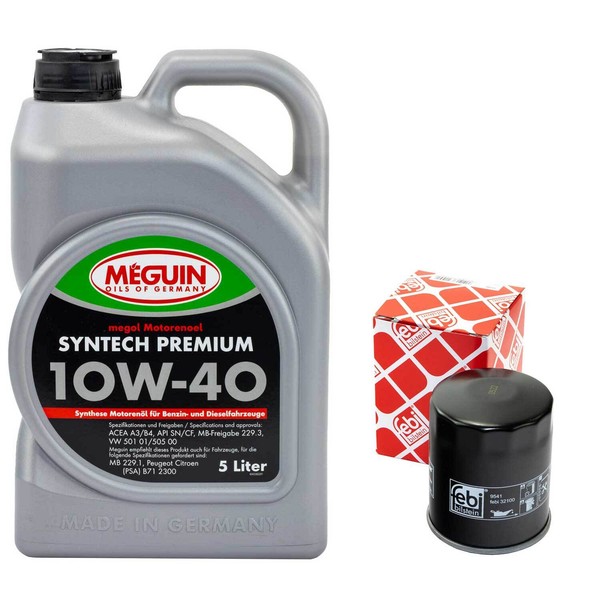 MotoröL Set 10W-40 Meguin 5 Liter + ÖLfilter FüR Citroen Mitsubishi Opel Peugeot-image