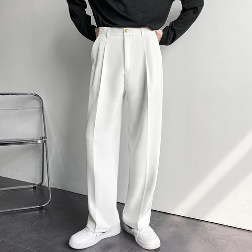 Men's Straight Suit Pants Loose Wide Leg Casual Trousers Business Office Pants - Bild 5 von 25